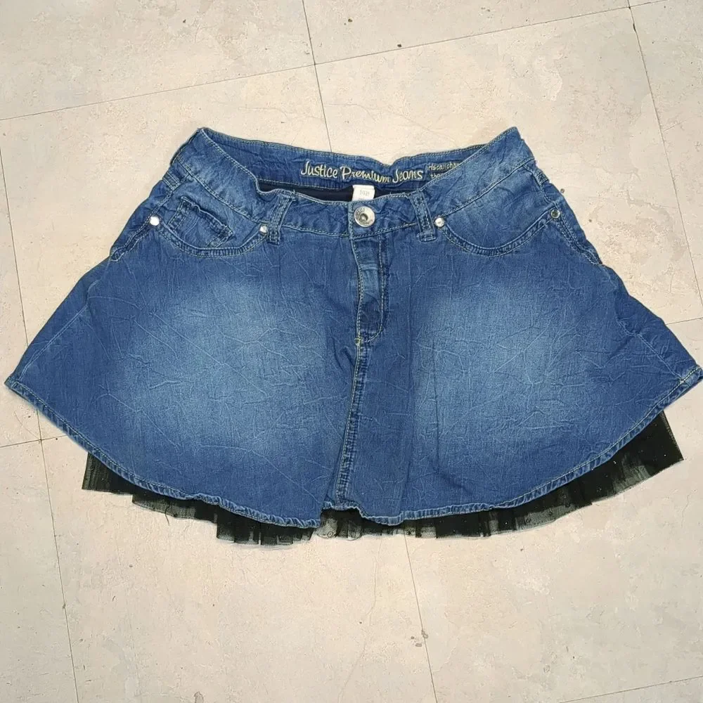 Justice Stretch Denim Skort Girls Size 14 Regular